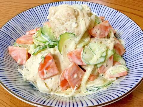 ポリ袋で湯せん調理 ♪鶏ムネ肉のチキンサラダ♪